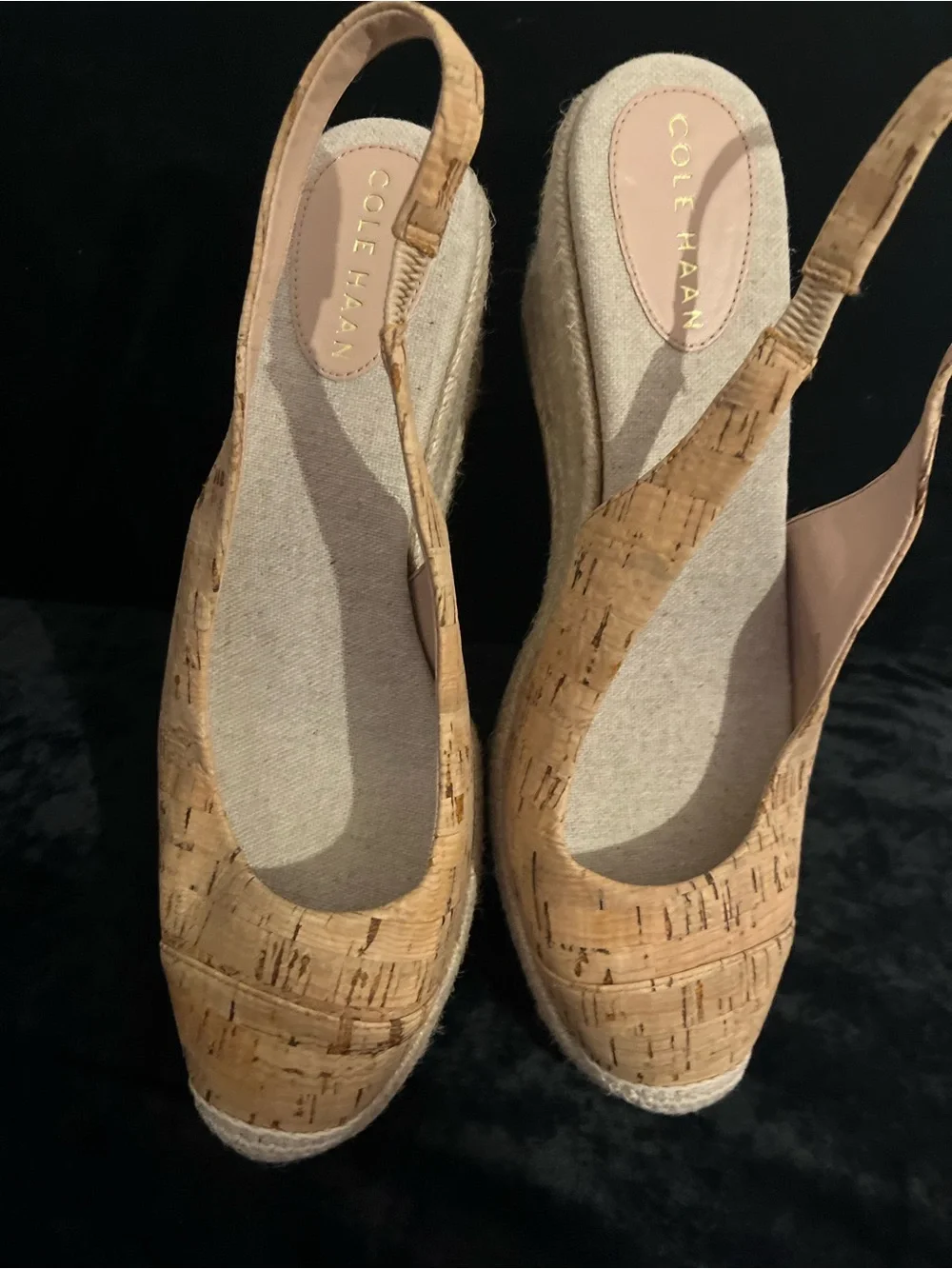 COLE HAAN WOMENS SHOES CLOUDFEEL CORK SLINGBACK ESPADRILLE WEDGE ELASTIC